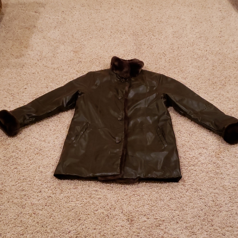 Faux Leather Jacket, size S/M